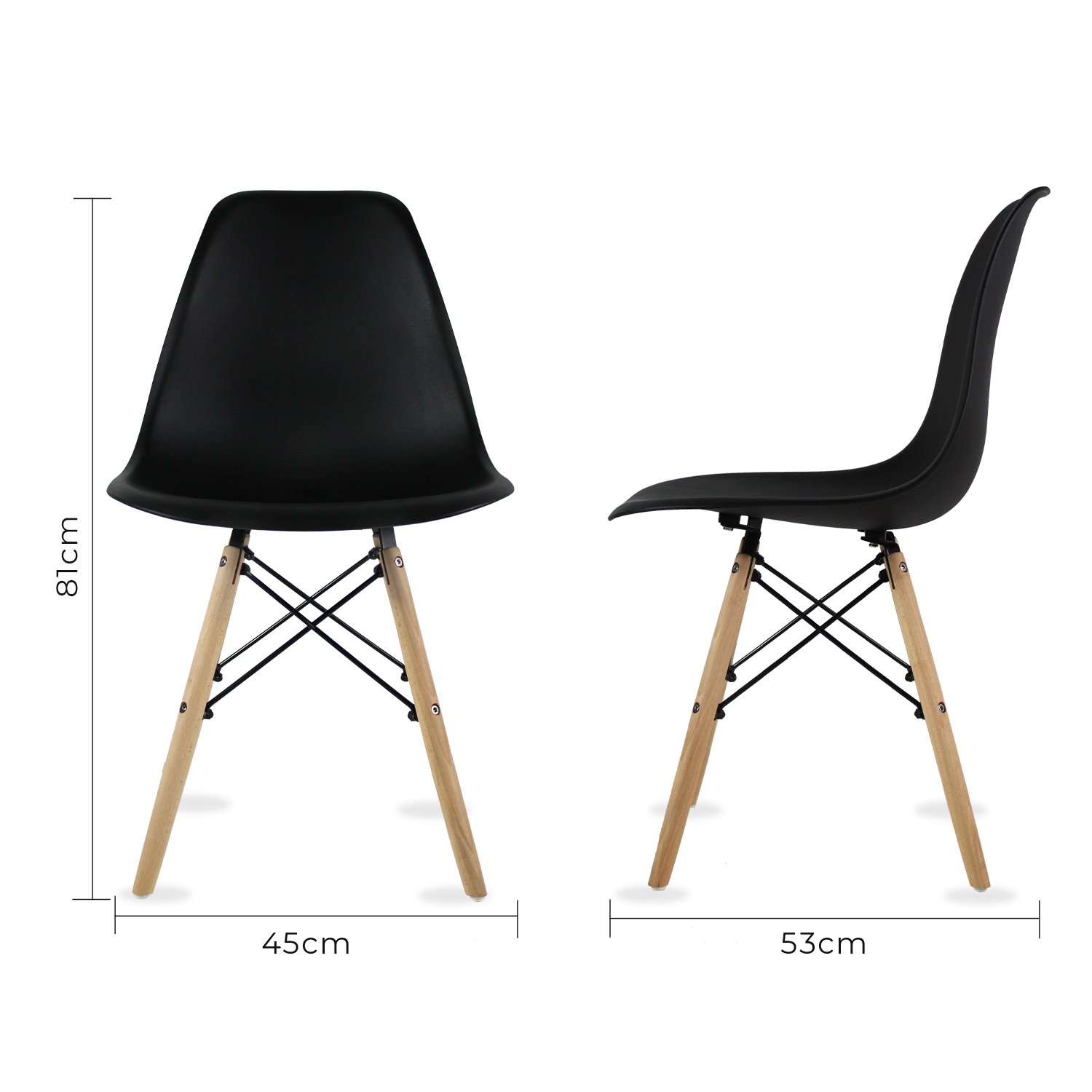 Set Comedor Oslo Melamina 120cm Nogal 4 sillas Eames Negro Mundo In