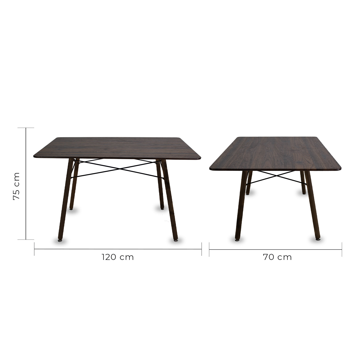 Set Comedor Oslo Melamina 120cm Nogal 4 sillas Eames Negro Mundo In