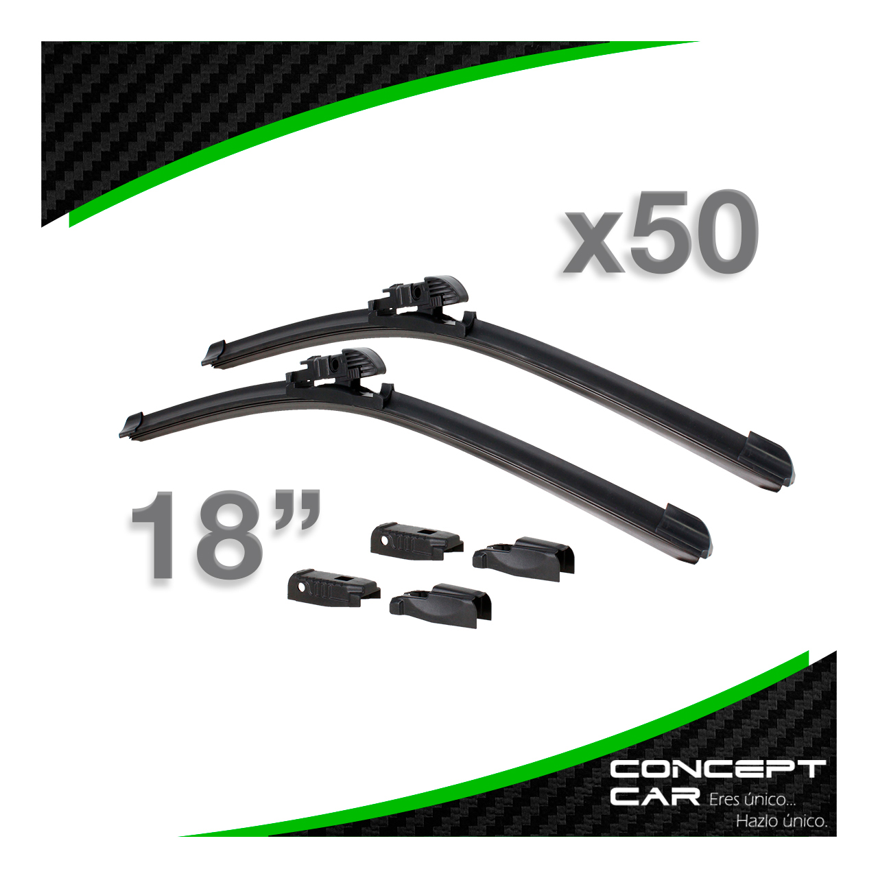 50 Par Plumas Limpiaparabrisas Curvas Banana Universal 6 En 1