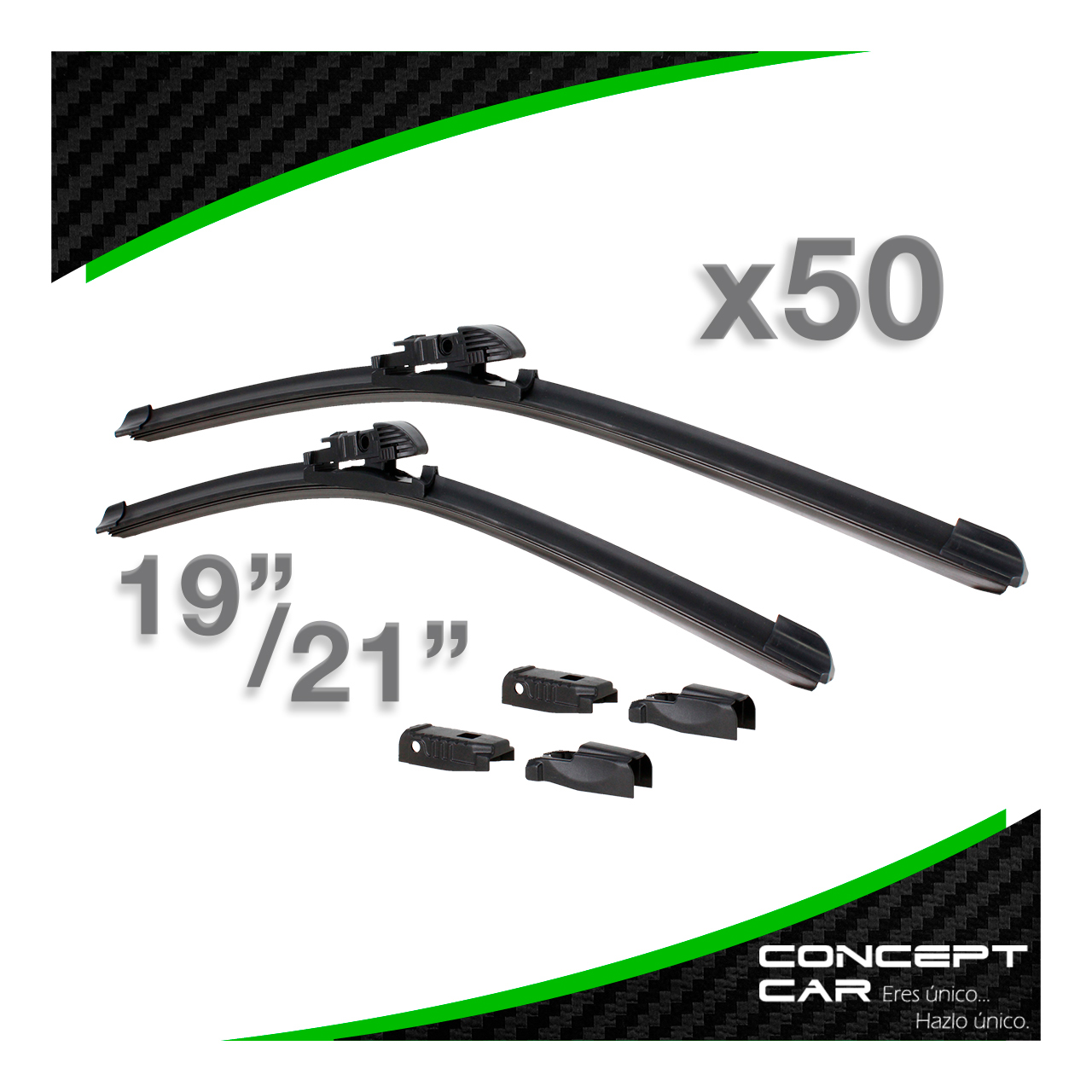 50 Par Plumas Limpiaparabrisas Curvas Banana Universal 6 En 1