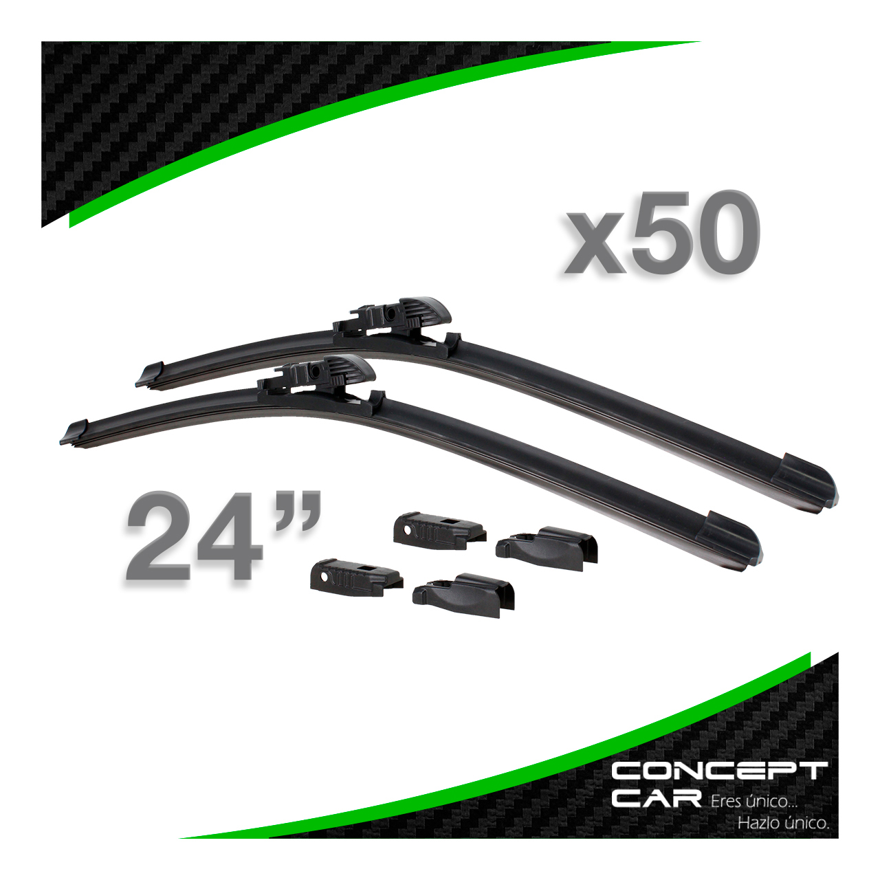 50 Par Plumas Limpiaparabrisas Curvas Banana Universal 6 En 1