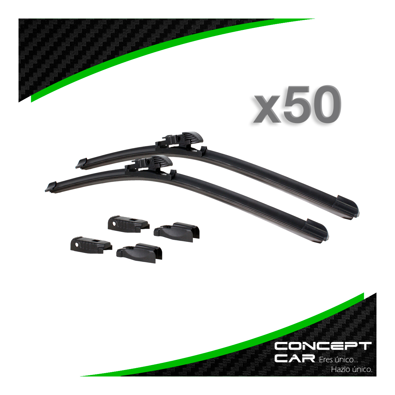 50 Par Plumas Limpiaparabrisas Curvas Banana Universal 6 En 1