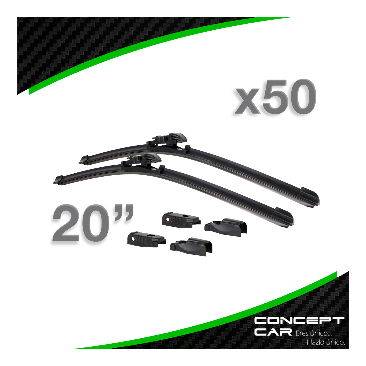 50 Par Plumas Limpiaparabrisas Curvas Banana Universal 6 En 1