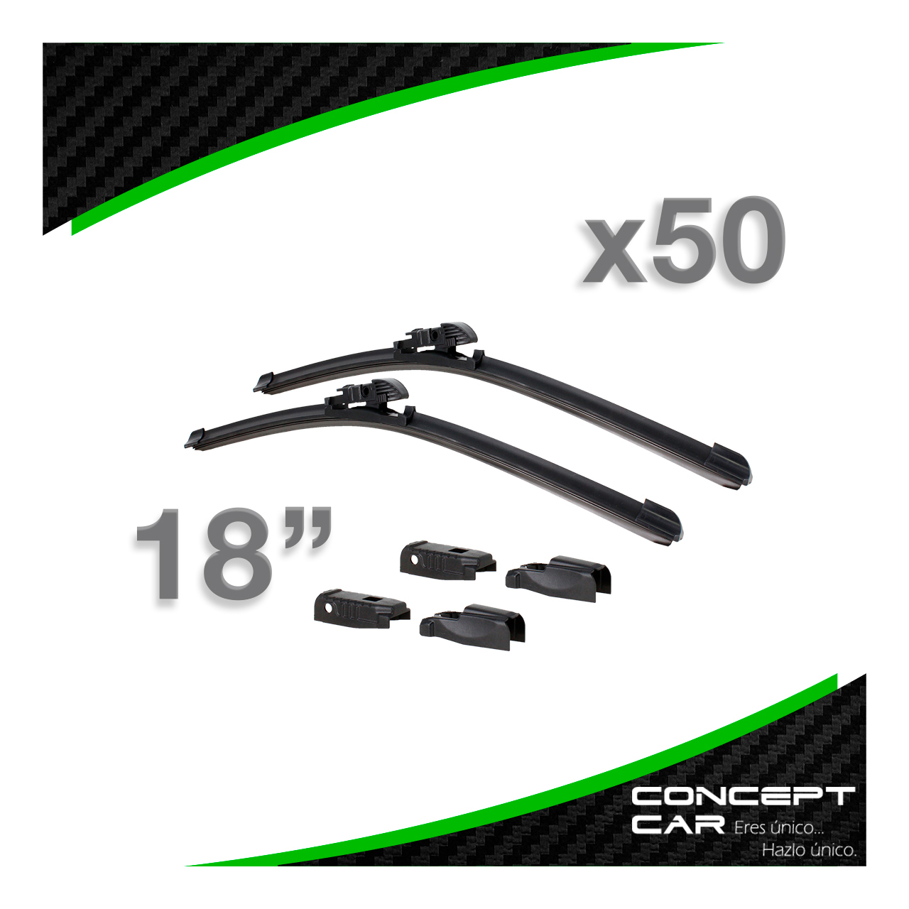 50 Par Plumas Limpiaparabrisas Curvas Banana Universal 6 En 1