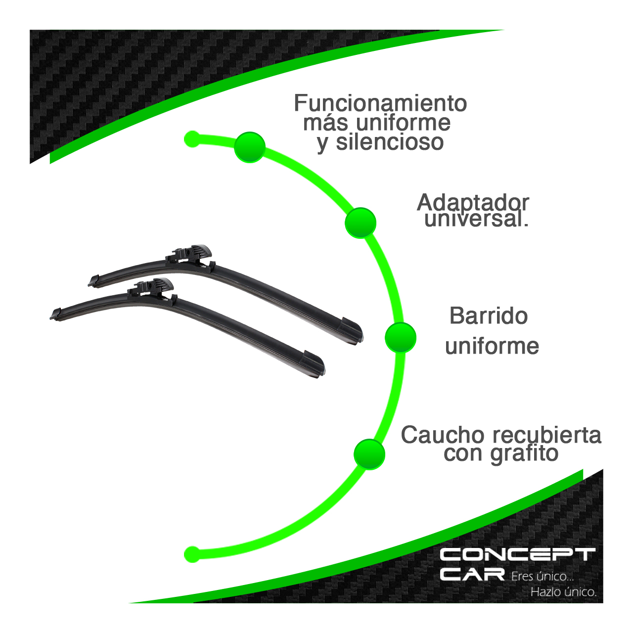 50 Par Plumas Limpiaparabrisas Curvas Banana Universal 6 En 1