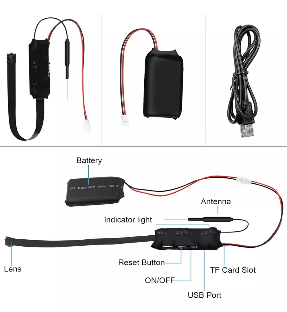 Mini Cámara Espía 4k Wifi, Detección de Movimiento, Visión Nocturna, Control Remoto por APP con Ranura para Micro SD