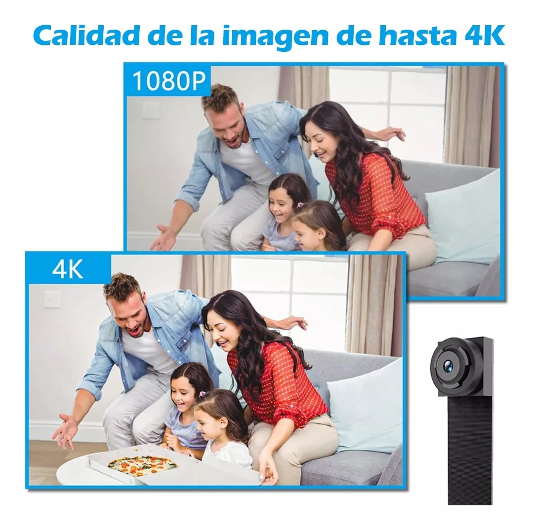 Mini Cámara Espía 4k Wifi, Detección de Movimiento, Visión Nocturna, Control Remoto por APP con Ranura para Micro SD