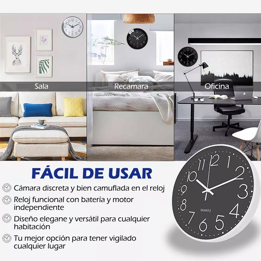 Reloj Espía con Cámara Oculta HD 4k, Detección de Movimiento, Visión Nocturna, Control Remoto por APP con Ranura para Micro SD