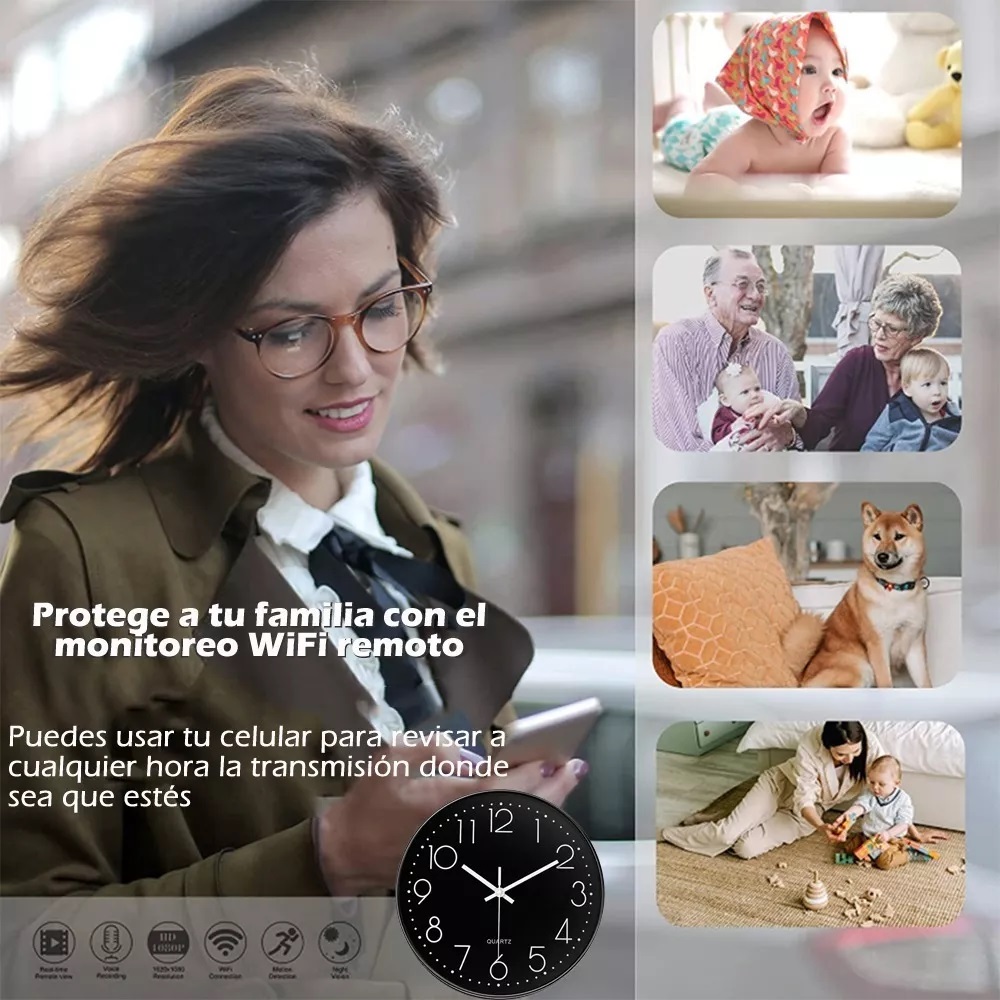 Reloj Espía con Cámara Oculta HD 4k, Detección de Movimiento, Visión Nocturna, Control Remoto por APP con Ranura para Micro SD
