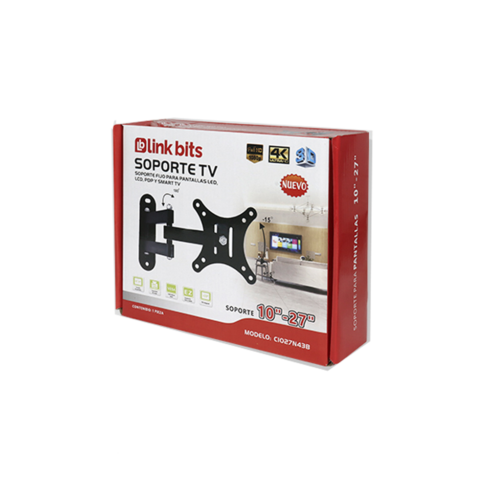 SOPORTE PARA TV CON BRAZO PARA PANTALLA 10"-27" LINK BITS C1027N43B NEGRO