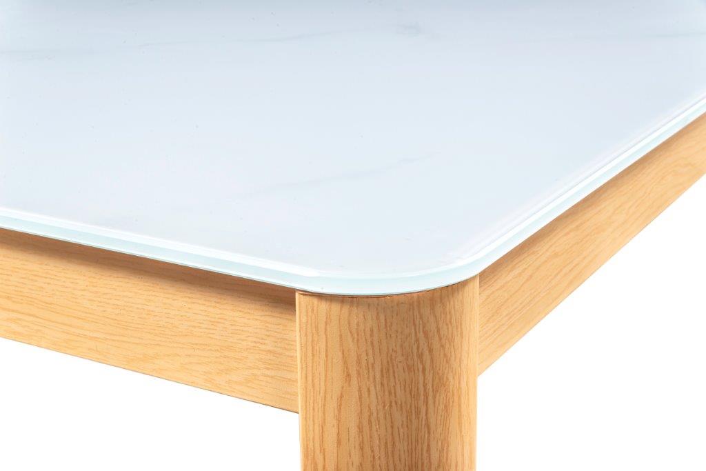 Comedor Chester Beige 6 Sillas Rectangular Tubular y Cristal.
