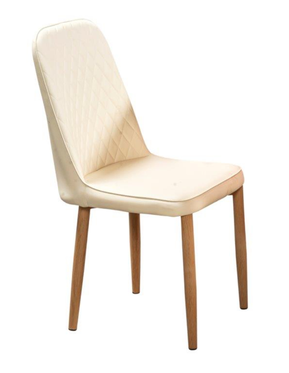 Comedor Chester Beige 6 Sillas Rectangular Tubular y Cristal.