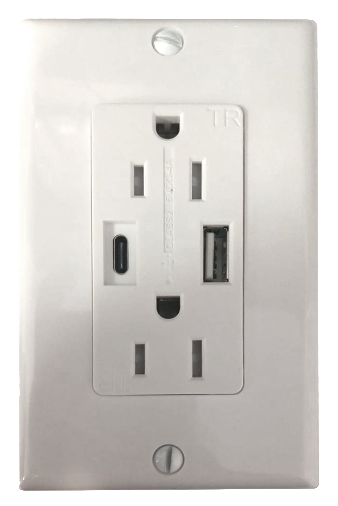 RECEPTÁCULO DUPLEX TR+USB TIPO A/C+PLACA 1 PZA THORSMAN 11001-00001