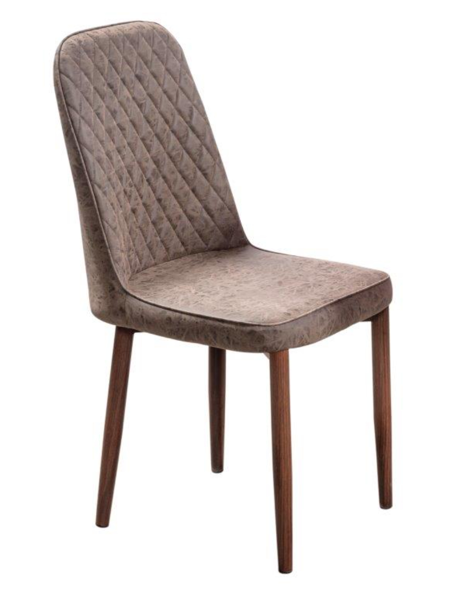 Comedor Chester Café 4 Sillas Rectangular Tubular y Cristal.