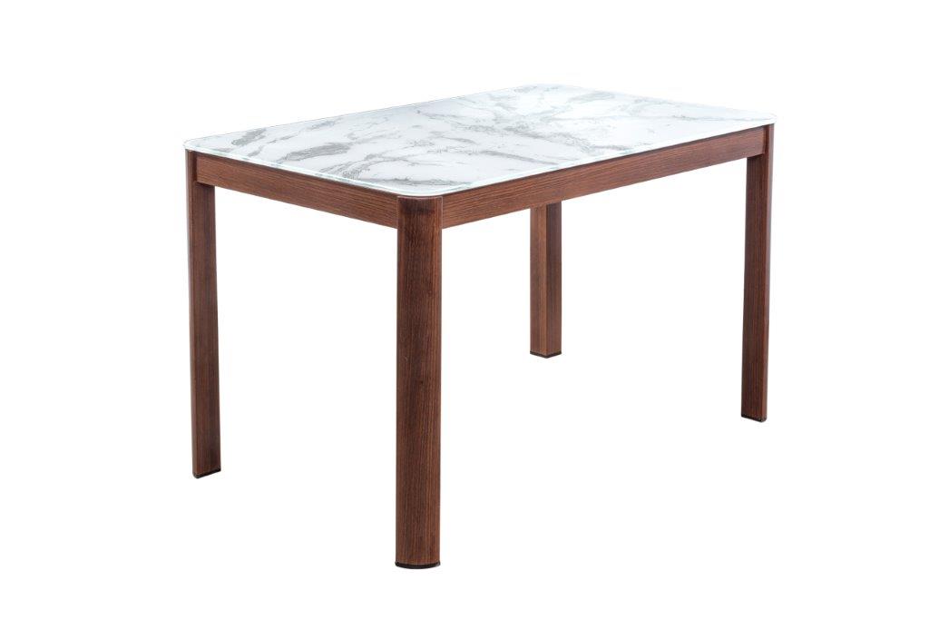 Comedor Chester Café 4 Sillas Rectangular Tubular y Cristal.