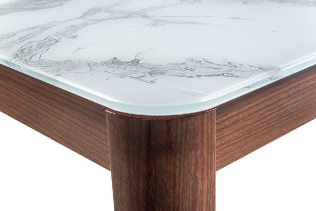 Comedor Chester Café 4 Sillas Rectangular Tubular y Cristal.