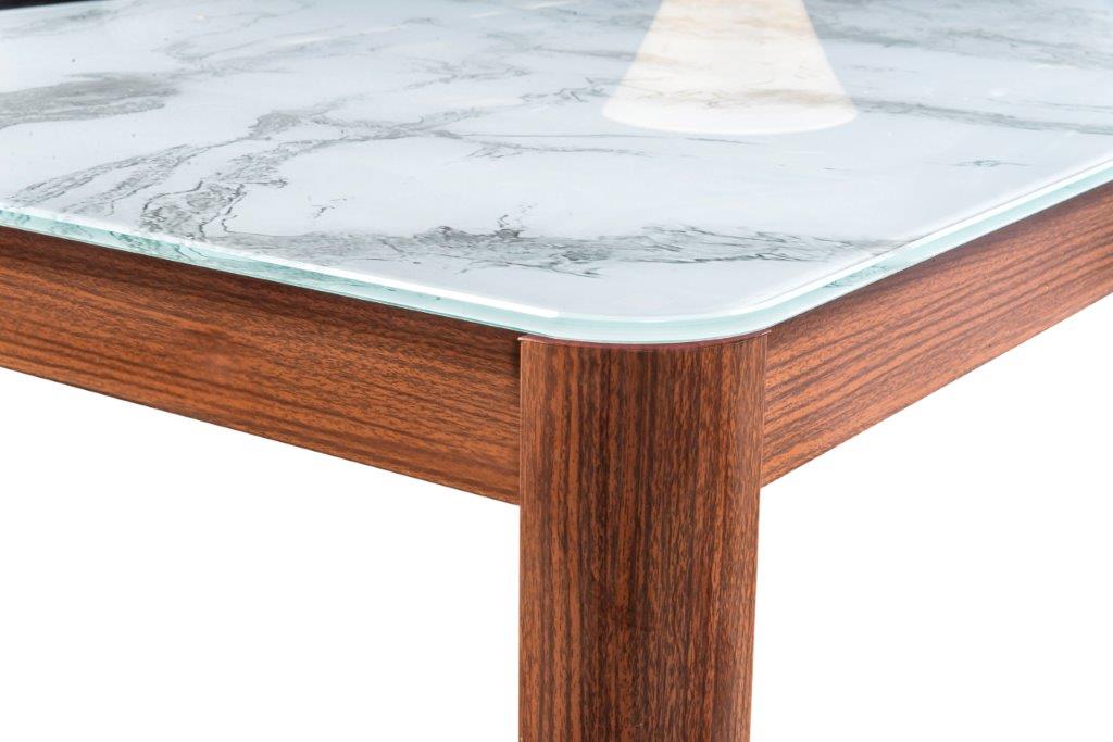 Comedor Chester Gris 6 Sillas Rectangular Tubular y Cristal.