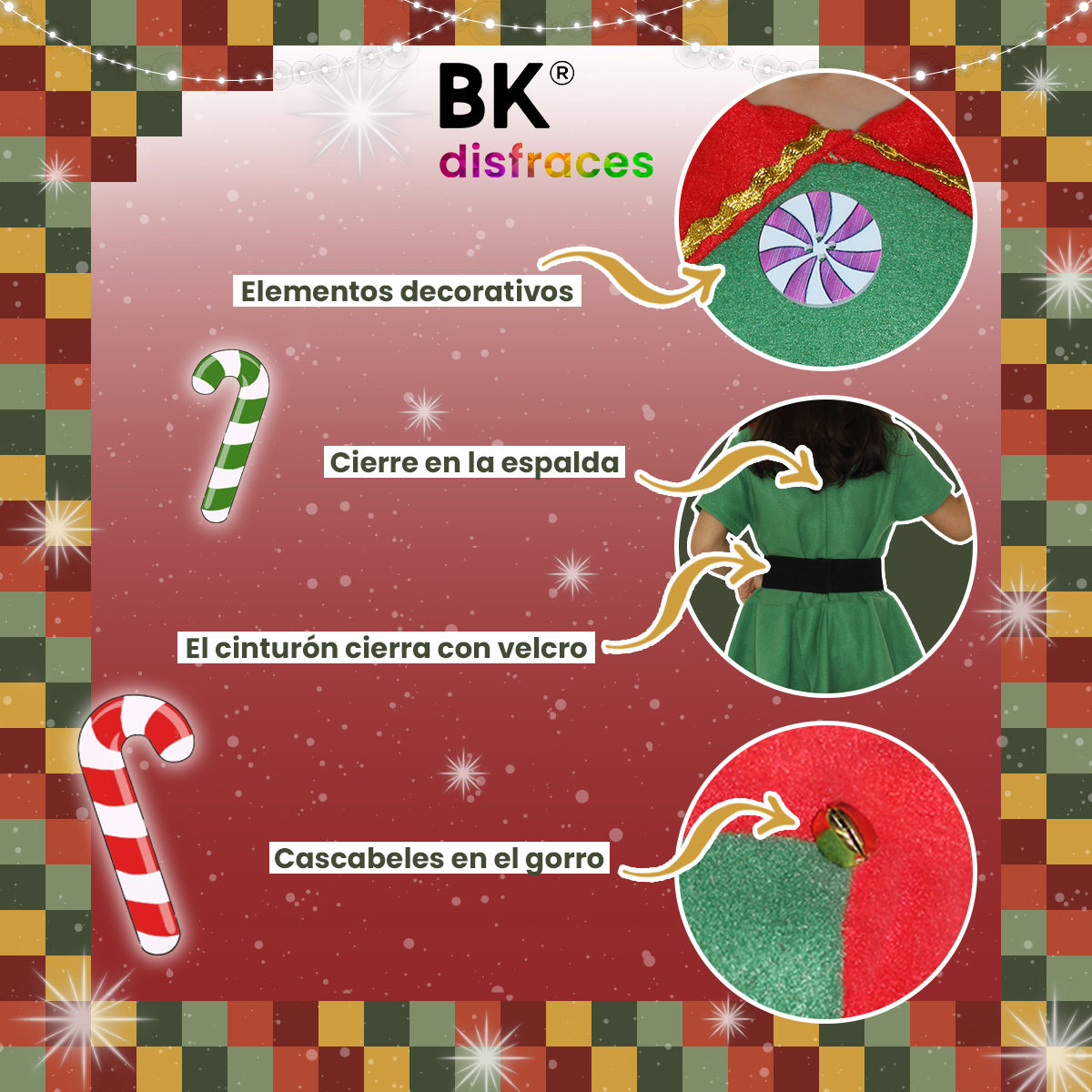 Disfraz Duende De Navidad Niñas Infantil Duendecilla Elfa Ayudante Santa Claus De Tela Festival Navideño Tallas Disponibles