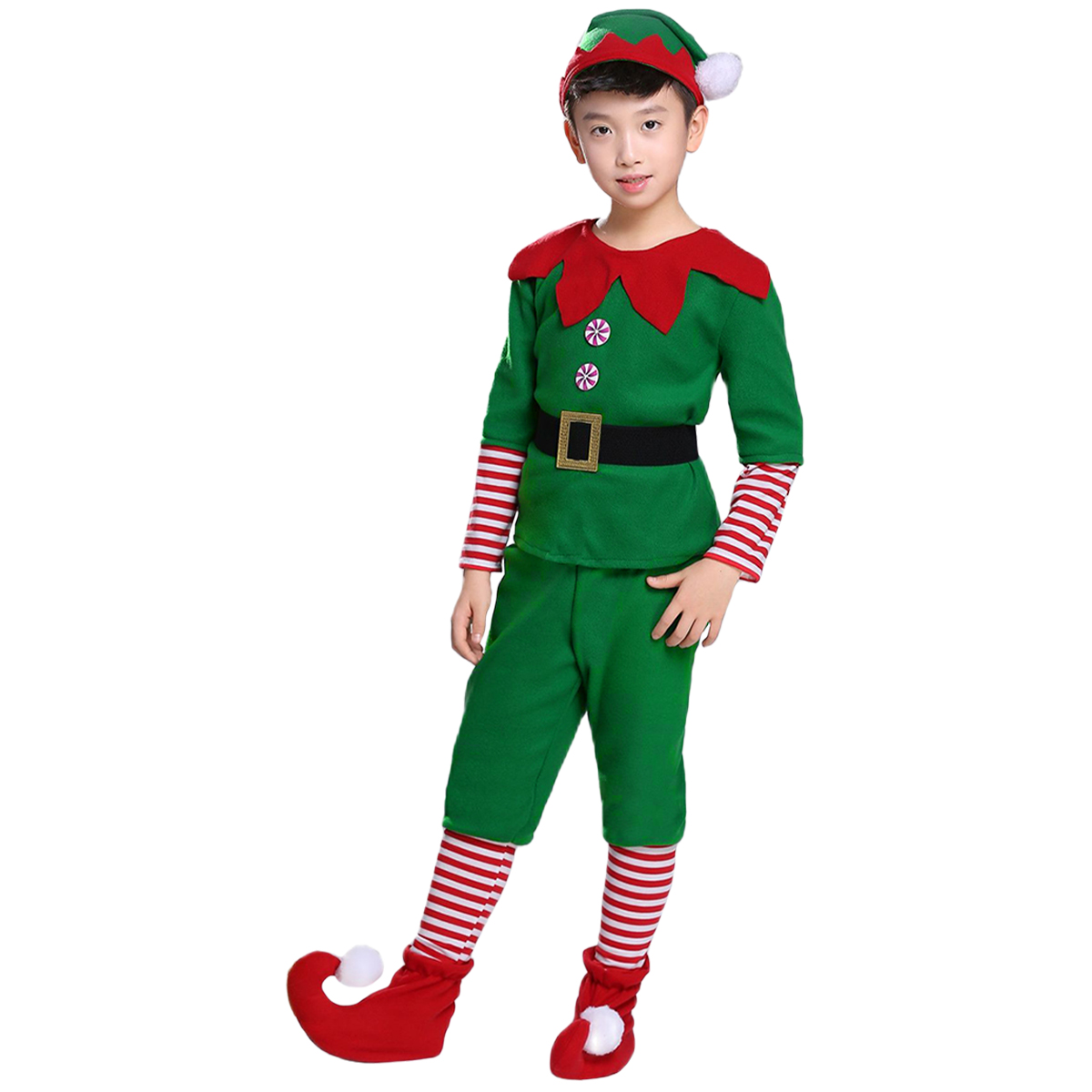 Disfraz Duende De Navidad Niños Infantil Duendecillo Elfo Ayudante Santa Claus De Tela Festival Navideño Tallas Disponibles