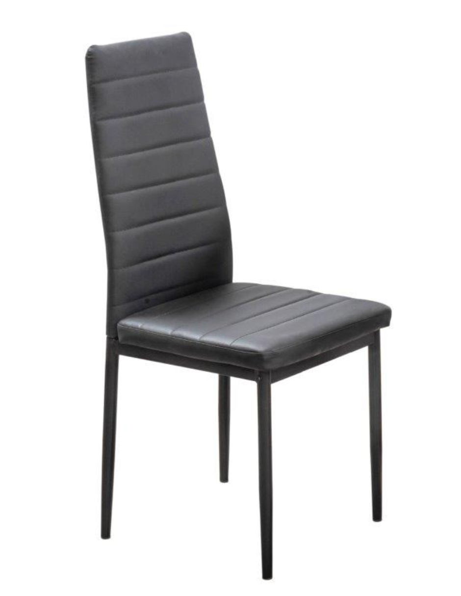 Comedor Toyo Negro 6 Sillas Rectangular Tubular y Cristal