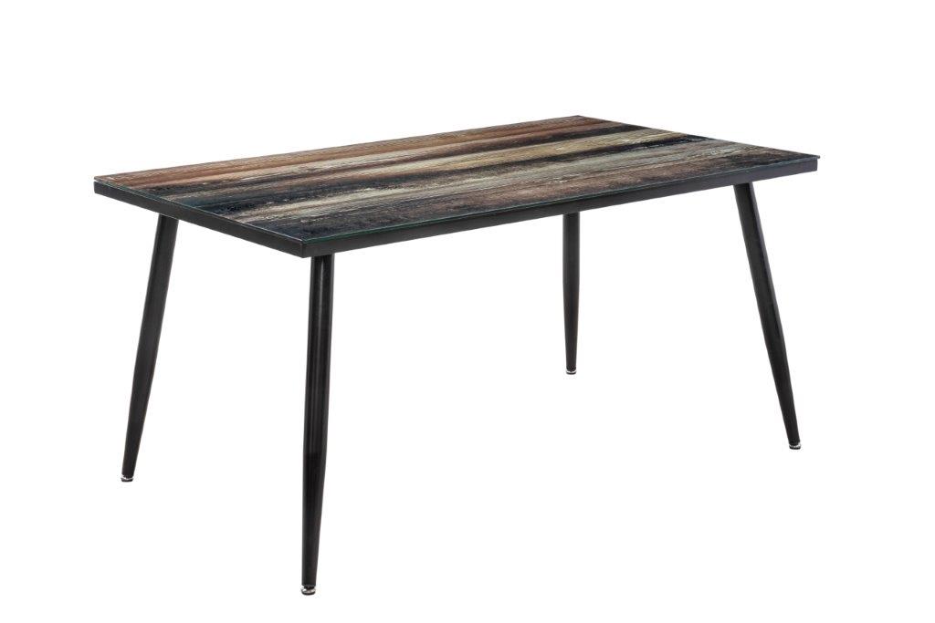 Comedor Toyo Negro 6 Sillas Rectangular Tubular y Cristal