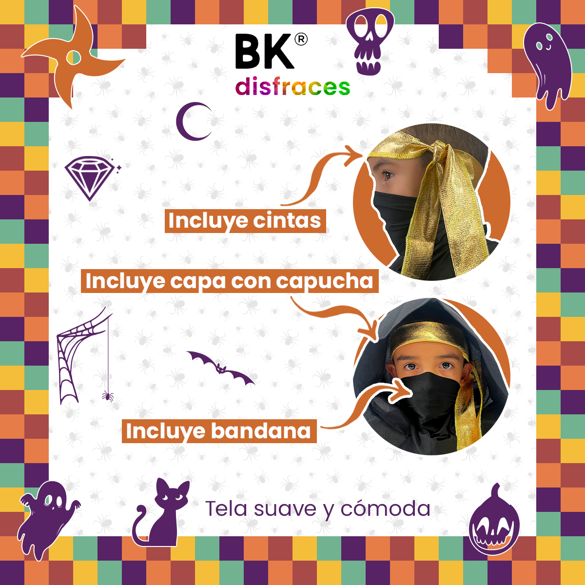 Disfraz De Halloween De Tela Niños Niñas Unisex Ninja Dragon Samurai Karateca Guerrero Warrior Tallas Disponibles