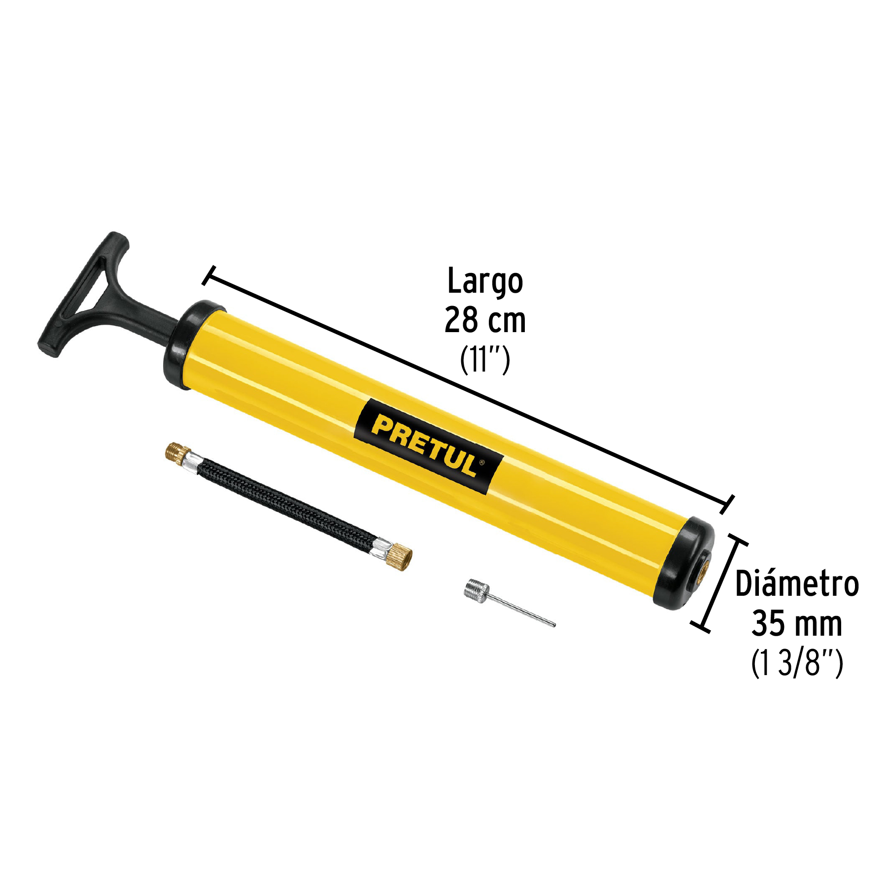 MINI BOMBA MANUAL PARA INFLAR BALONES, 14.5 PSI, PRETUL 21695