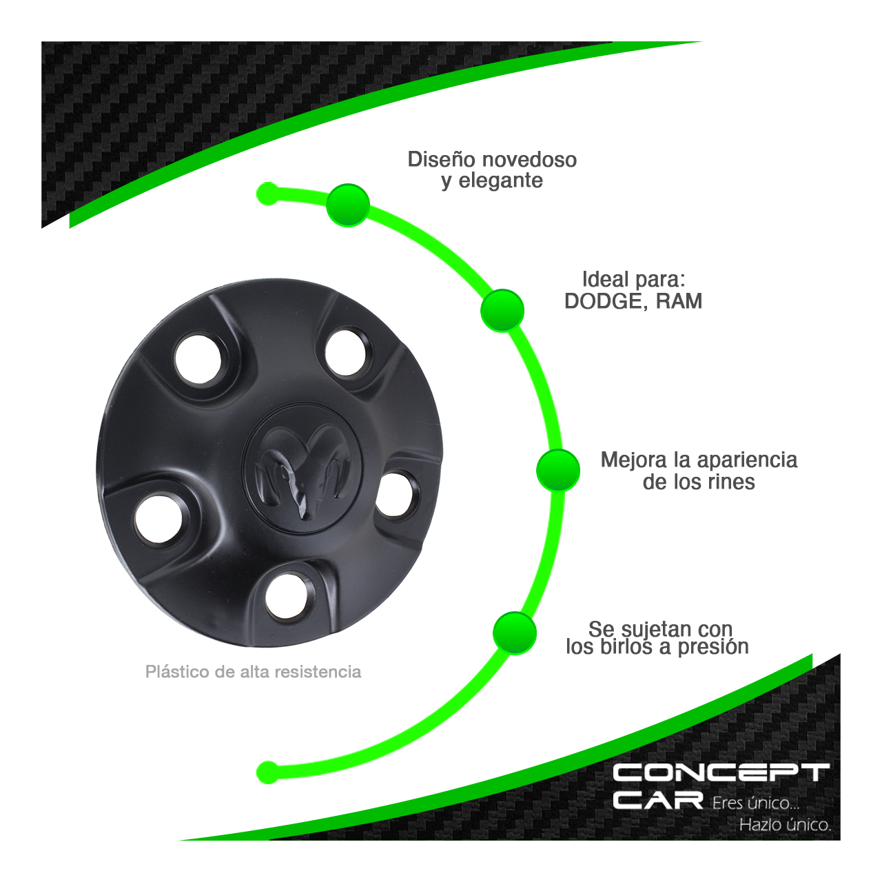 Tapon Copa Centro De Rin Dodge Ram 1500 2500 5 Birlos