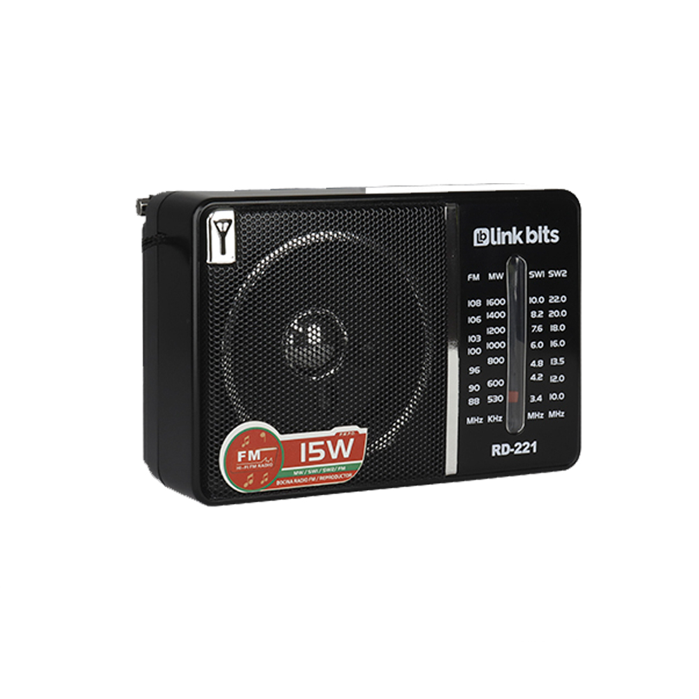 BOCINA PORTATIL BLUETOOTH RADIO FM/AM RD-221 LINK BITS NEGRO