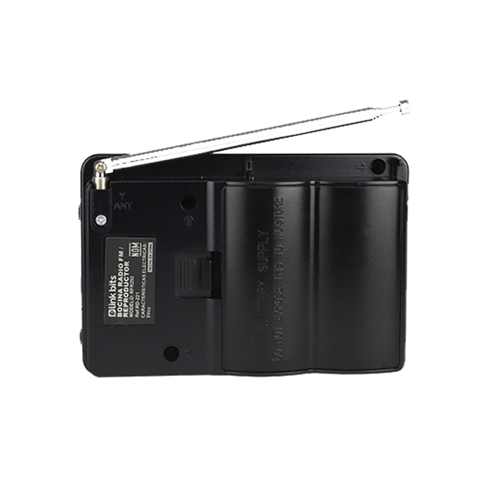 BOCINA PORTATIL BLUETOOTH RADIO FM/AM RD-221 LINK BITS NEGRO