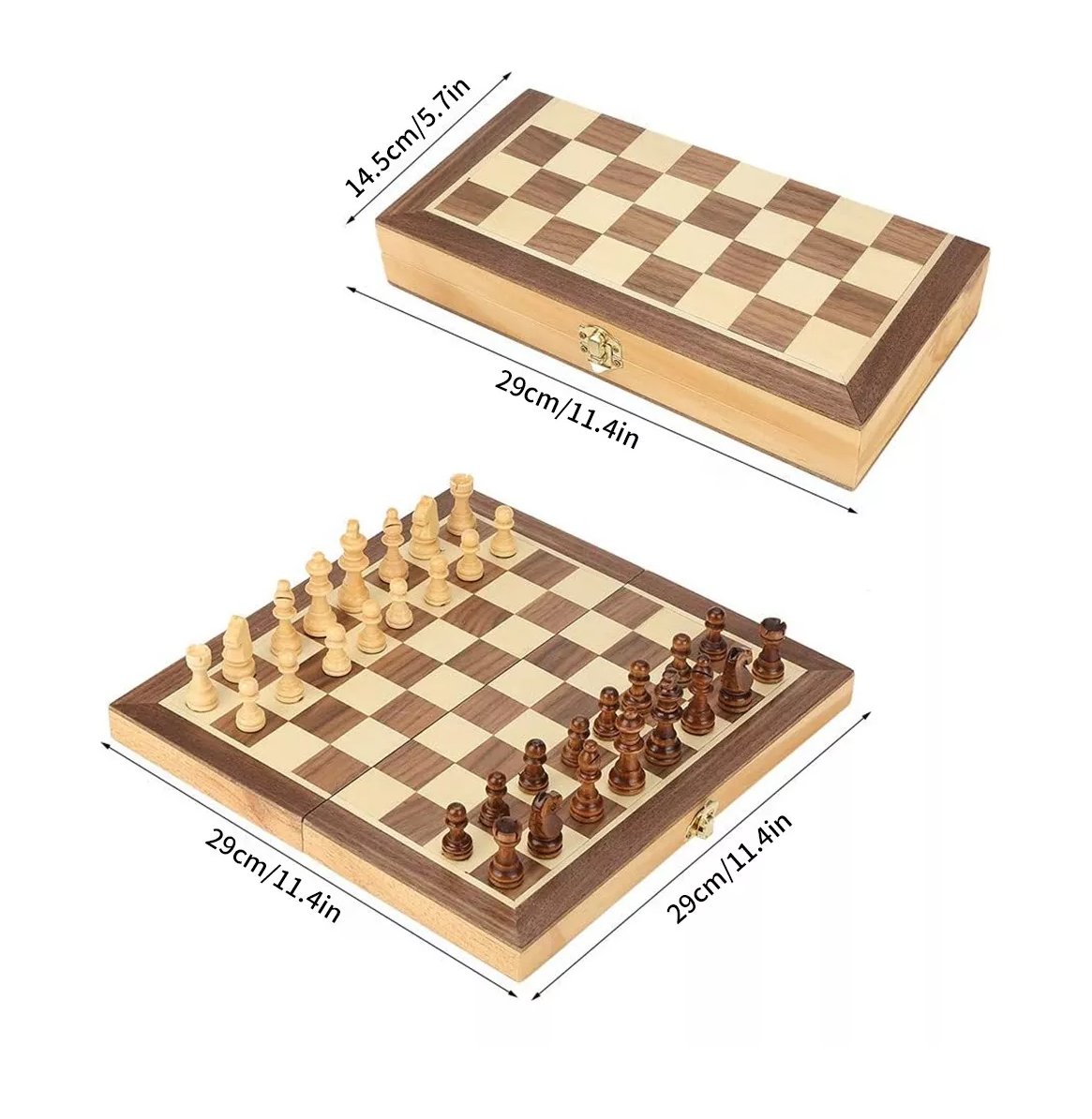 Juego De Ajedrez Plegable De Madera Magnética Con Tablero 