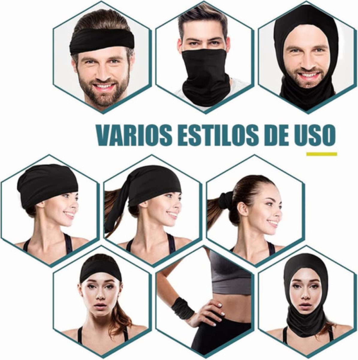 5 Pack Full Bandanas- Mascara Deportivas Para Moto Ciclismo Negros