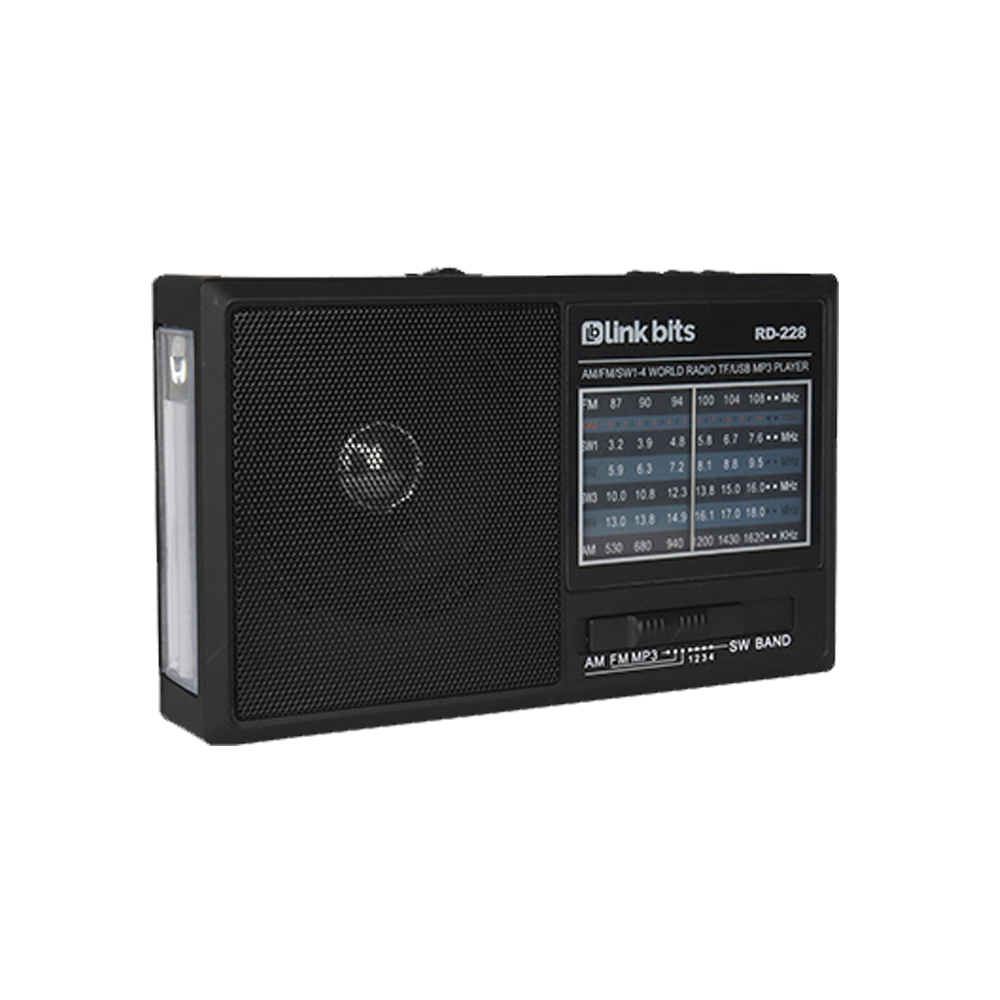 BOCINA PORTATIL BLUETOOTH RADIO FM/AM RD-228 LINK BITS NEGRO
