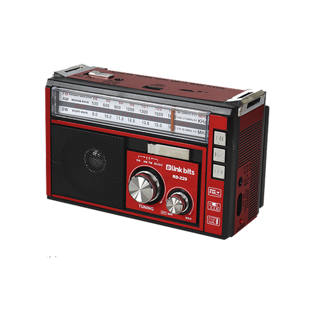 BOCINA PORTATIL  BLUETOOTH RADIO FM/AM RD-229 LINK BITS ROJO