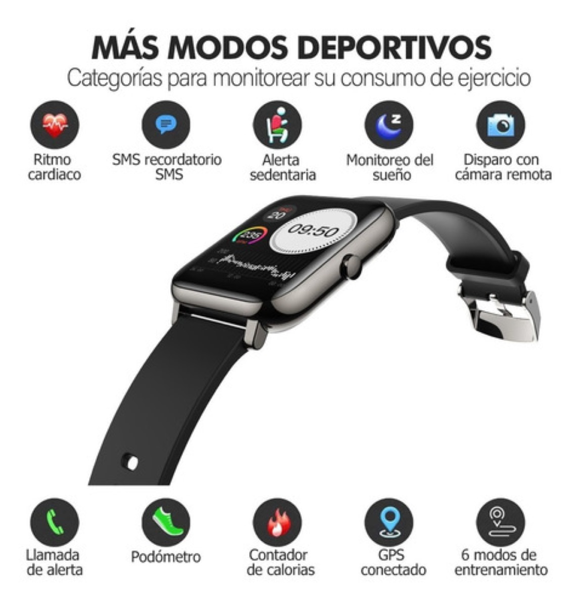 Reloj Inteligente Malubero Bluetooth Impermeable Color Negro