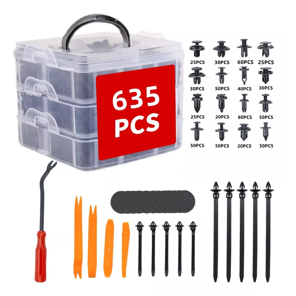 Kit De Grapas Automotriz 635pcs 16 Modelos Con Quita Grapas