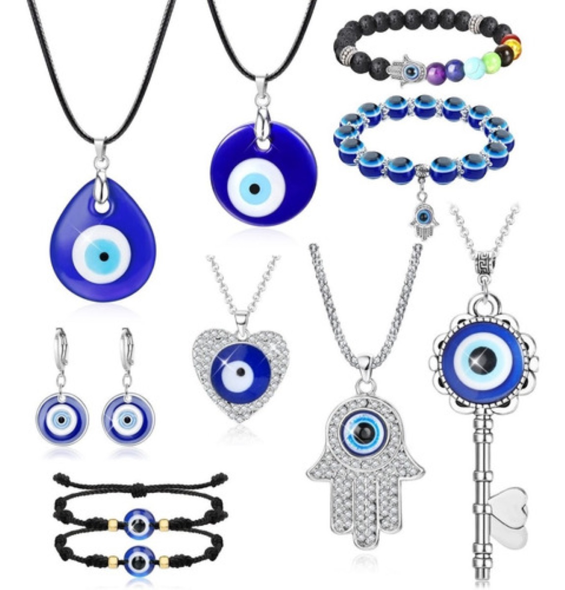 Joyas Mujer Con Collar Y Pulsera Y Aretes De Ojo Turco 11pzs 