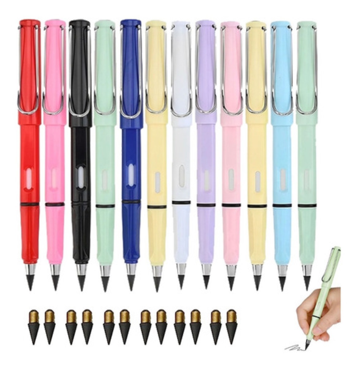 12 Lápices Infinito Mágico Con Borrador Varios Colores 