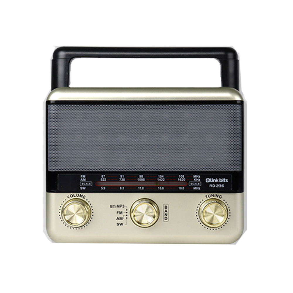 BOCINA PORTATIL  BLUETOOTH RADIO FM/AM RD-236 LINK BITS NEGRO/DORADO