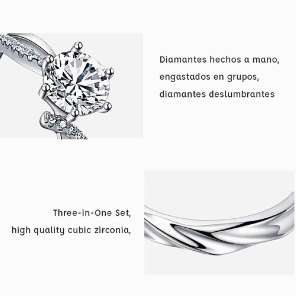 Anillo De Promesa Plata 925 Hombre Y Mujer Ajustables Plata