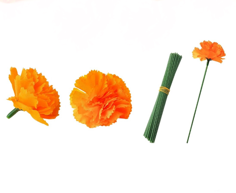 50pzs Flor Cempasúchil Decoración De Halloween Dia Muertos naranjas 