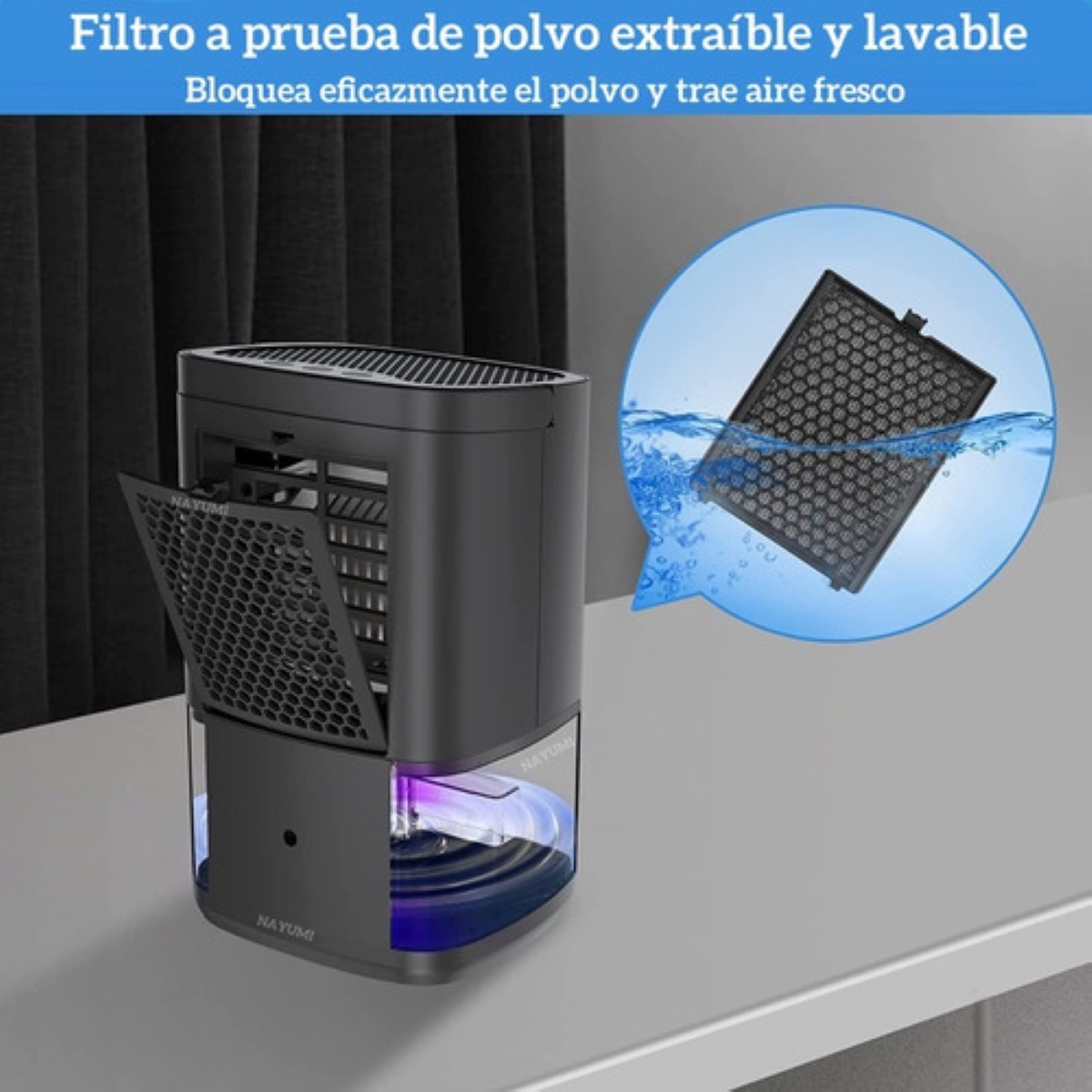 Deshumidificador Silencioso Con Luz Rgb, 1000ml , 110v/220v Negro