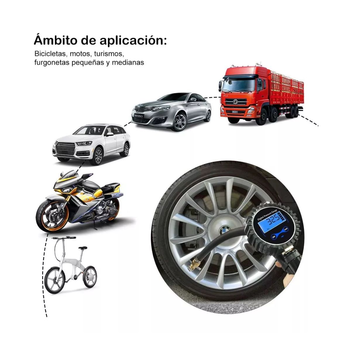 Pantalla De Barómetro Digital De Alta Precisión 0-200 psi Negro