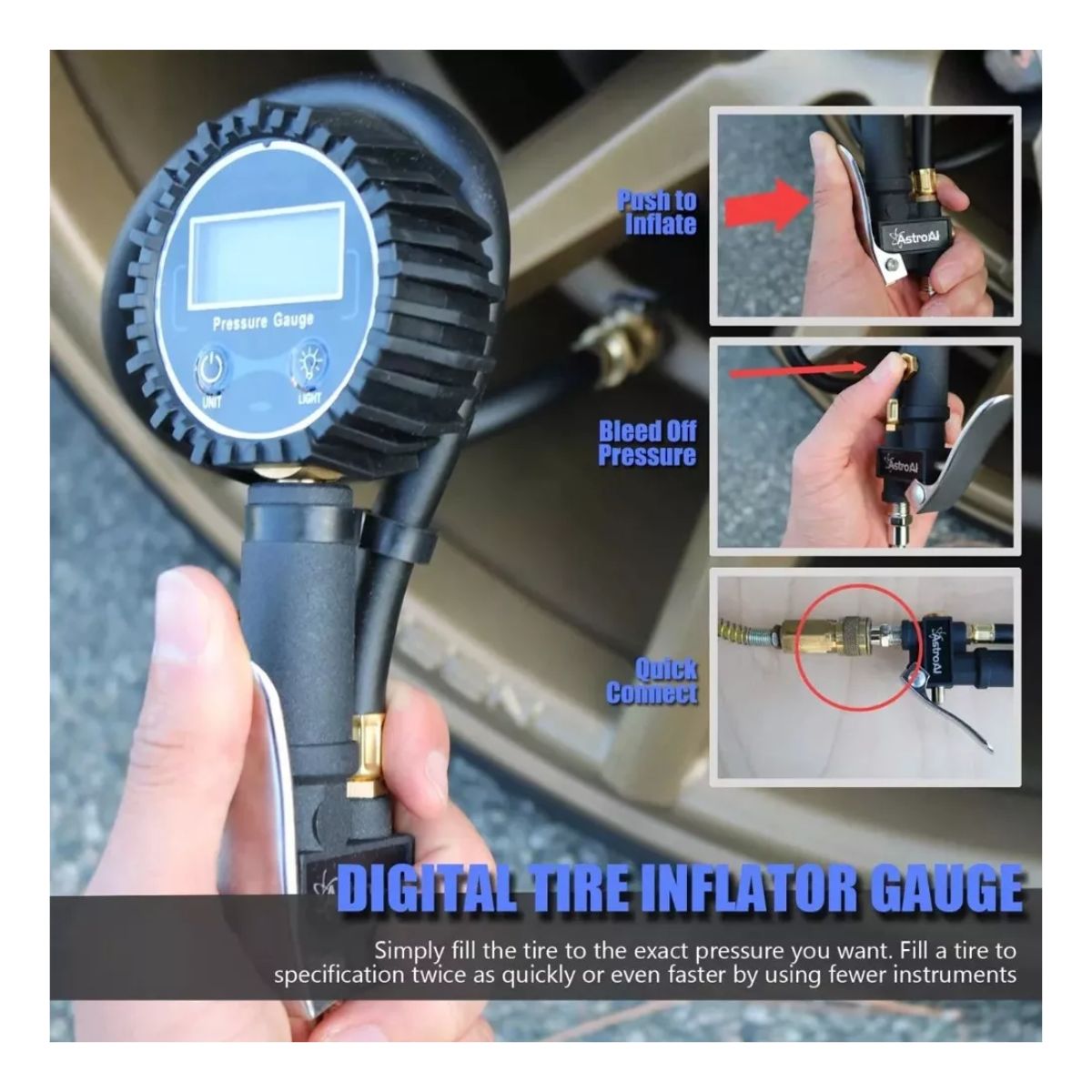 Pantalla De Barómetro Digital De Alta Precisión 0-200 psi Negro