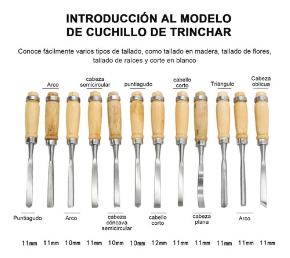 Cincel De Madera De Carpintero Cuchillo Para Tallar 12 Pzs 