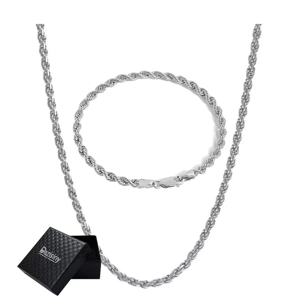 2pz Pulsera Y Collar Torsal Acero Inoxidable Hombre Plata