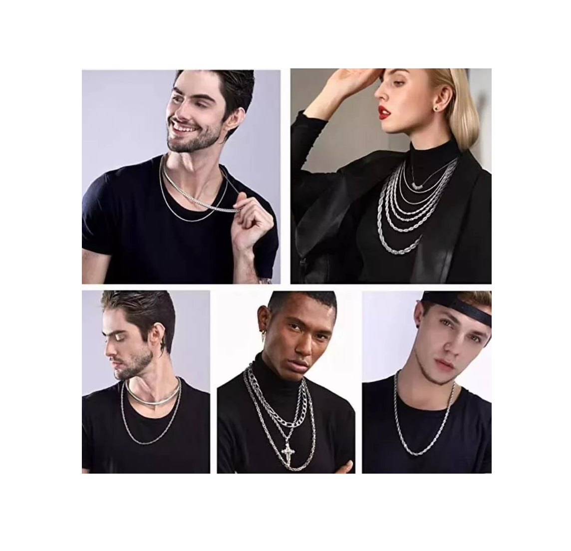 2pz Pulsera Y Collar Torsal Acero Inoxidable Hombre Plata