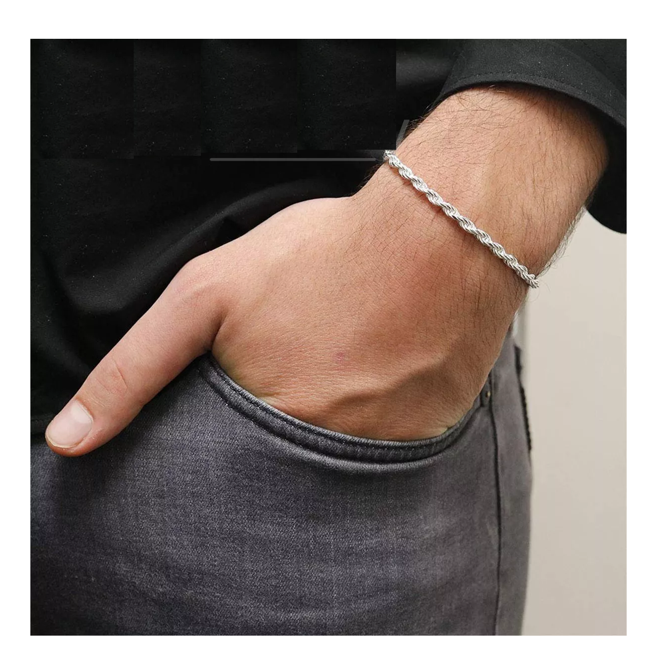 2pz Pulsera Y Collar Torsal Acero Inoxidable Hombre Plata