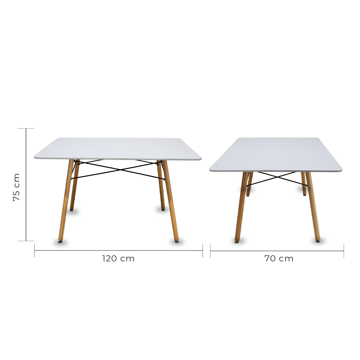 Set Comedor Oslo Melamina 120cm Blanco 4 sillas Eames Blanco Mundo In.