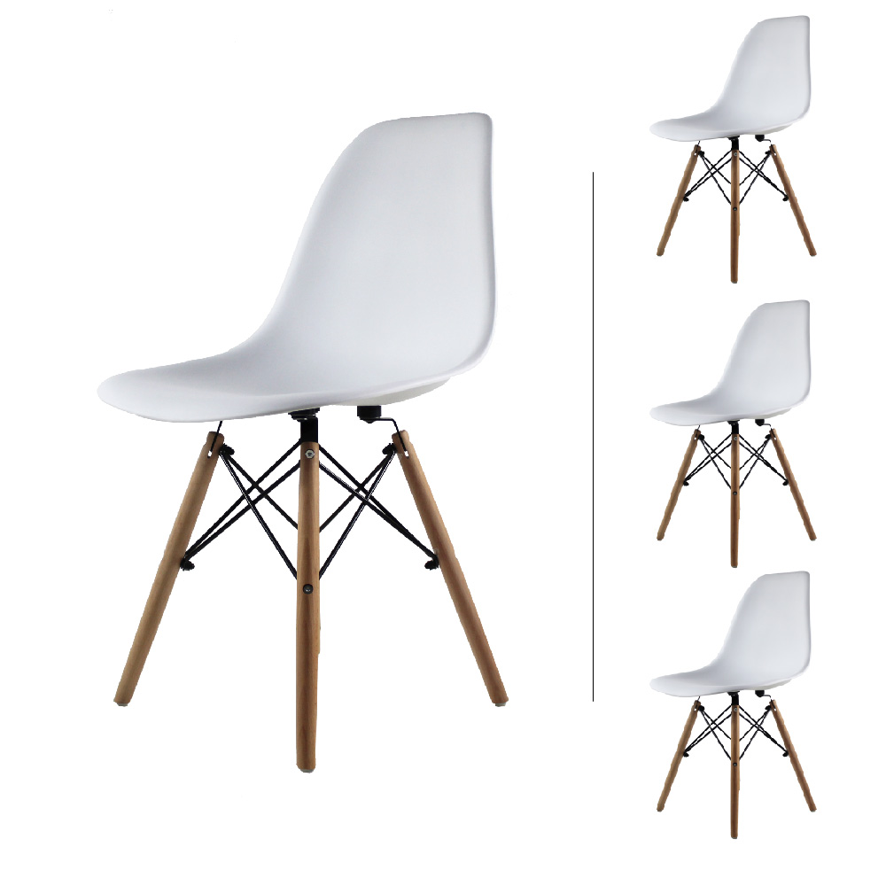Set Comedor Oslo Melamina 120cm Blanco 4 sillas Eames Blanco Mundo In.